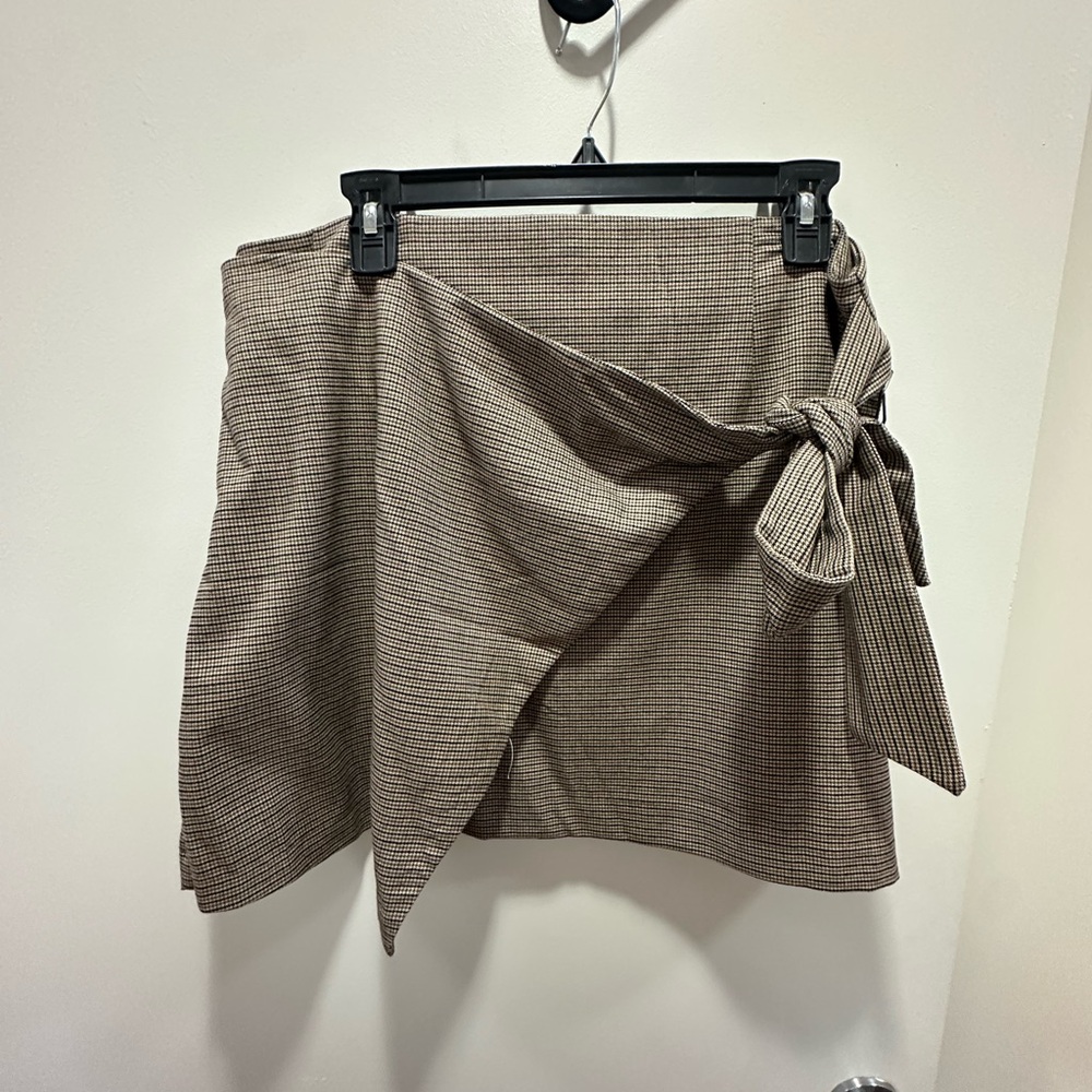 Rachel Zoe Checkered Brown Mini Skirt